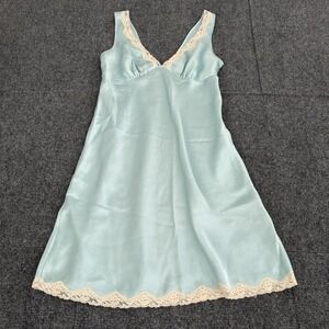 Vintage Y2K Victoria Secret Slip Dress Sz Small Lace Chemise Light Blue